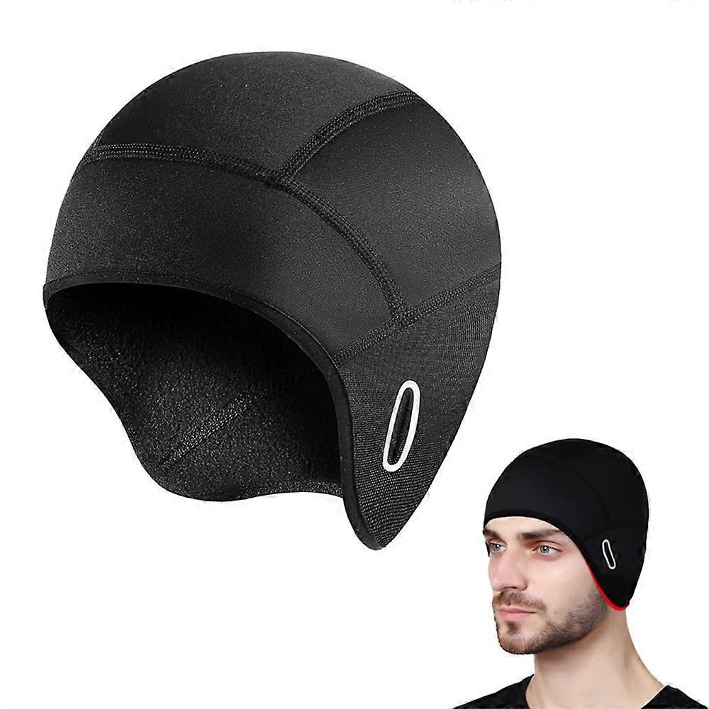 Winter Helmet Liner Skull Cover for Biking, Fleece Material, With Glasses Holes, Warm Skullcap Design, One Size Fits All