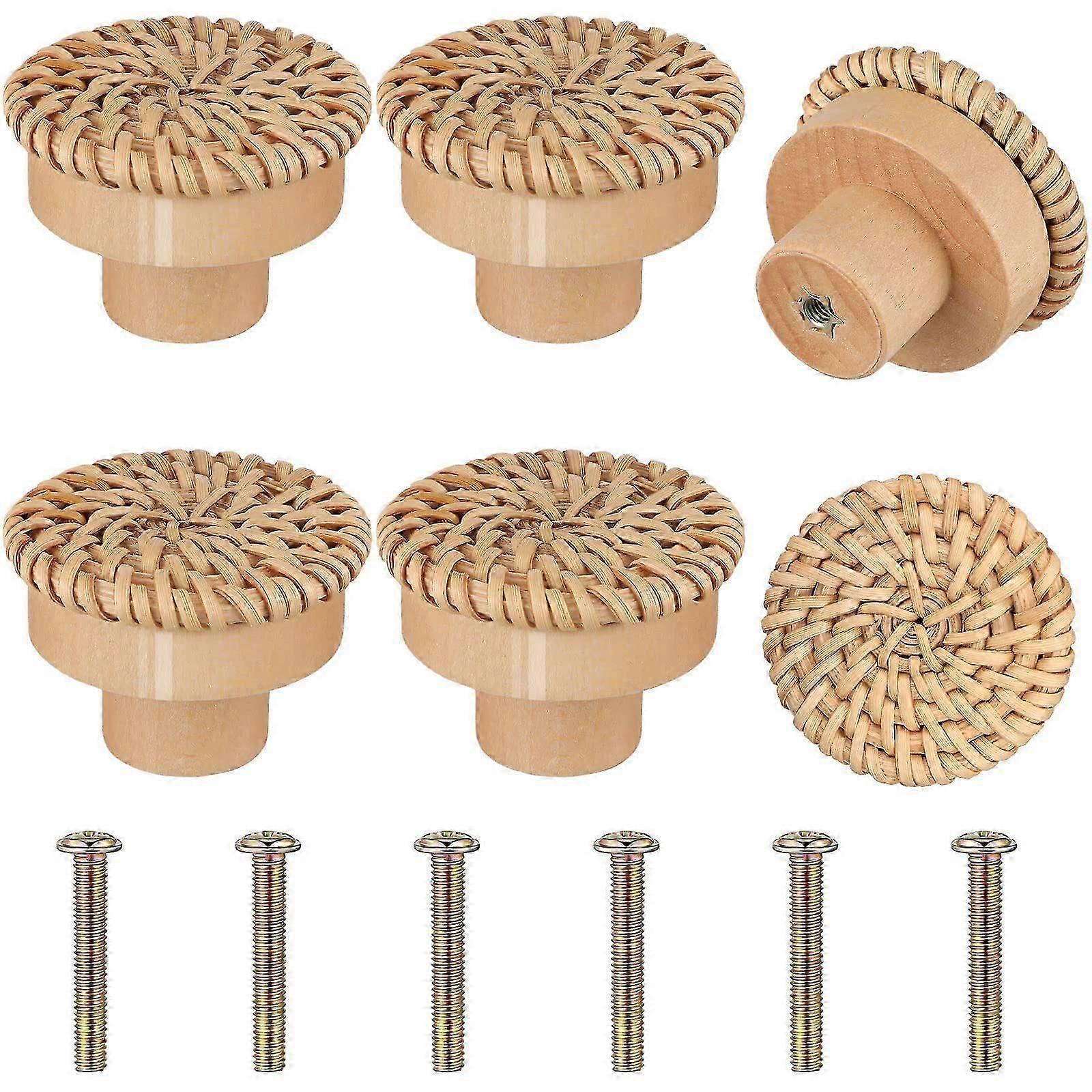 pcs Boho rattan dresser knobs parafusos redondos, combinando Boho móveis knobs