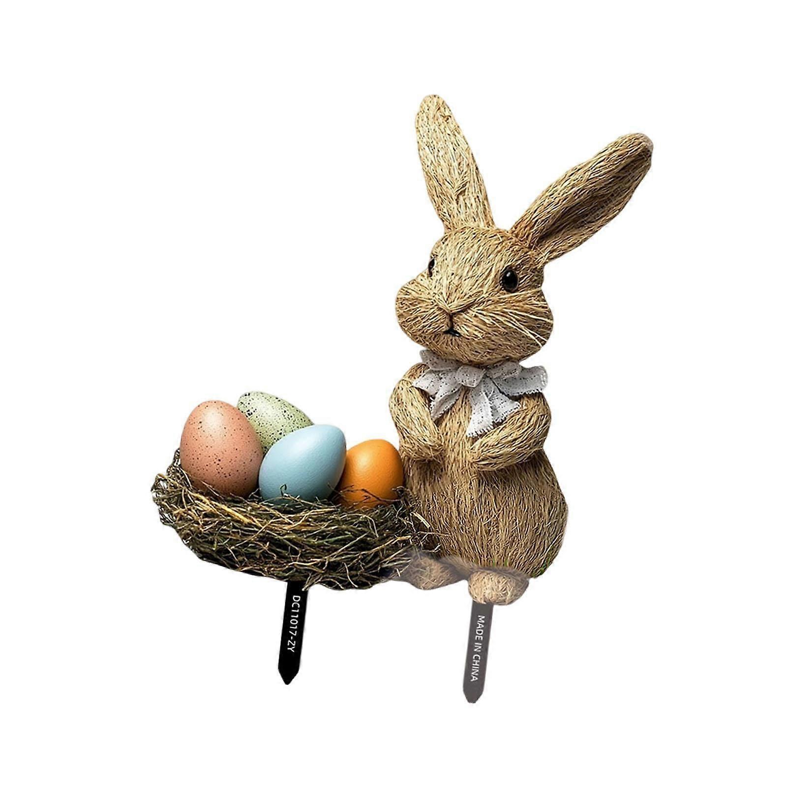 Easters Rabbits Egg Yard Stake 2D Lawn Decoration for Gardening Outside Path