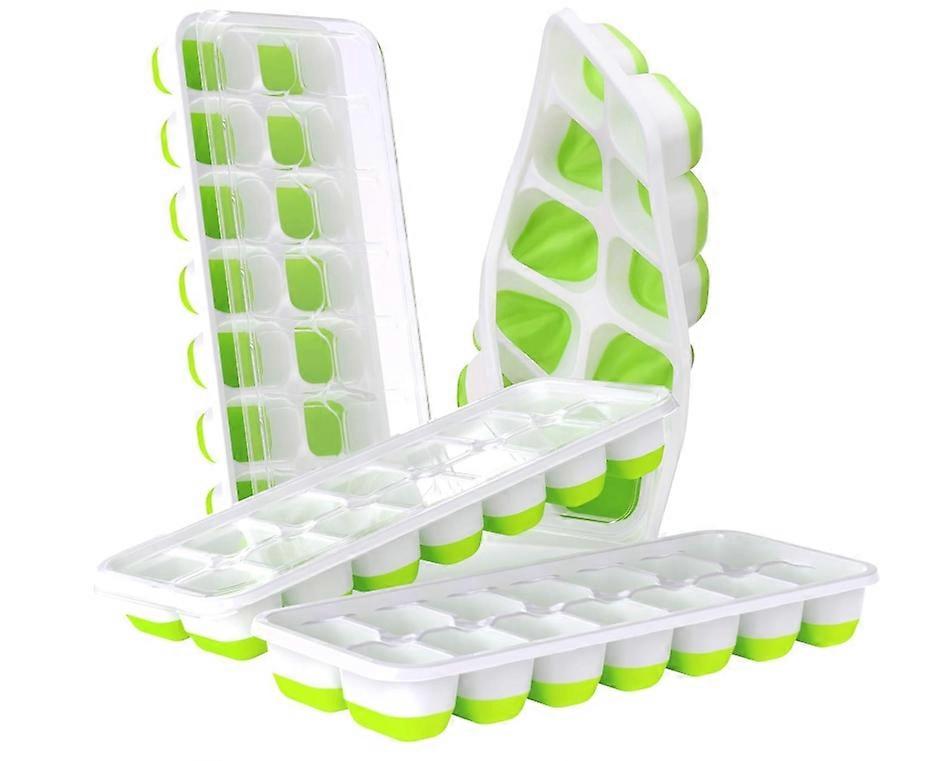 BPA-Free Ice Cube Trays for Freezer, Easy-Release Stackable Silicone Ice Cube Molds with Removable Lid