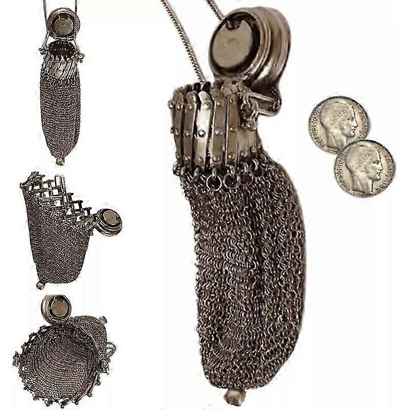 Håndlaget engelsk myntpung fra 1920-tallet, viktoriansk myntpung i sterlingsølv