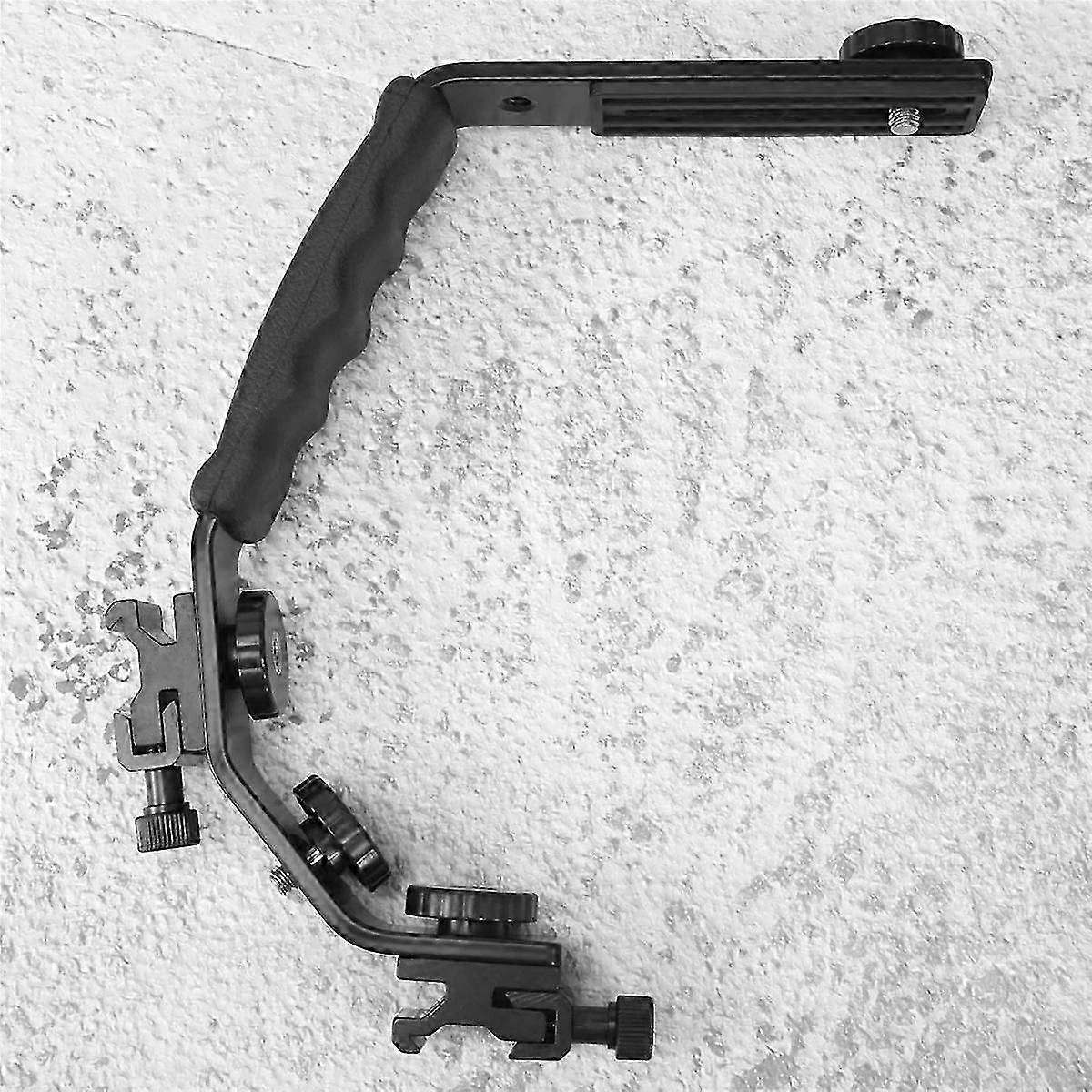 Camera L Bracket Mount Video Grip L-Bracket Dual Flash Cold Shoe Mount 1/4" Tripod Screw, Heavy Duty Padded Hand Grip DSLR Camera Camcorder (Updated)N