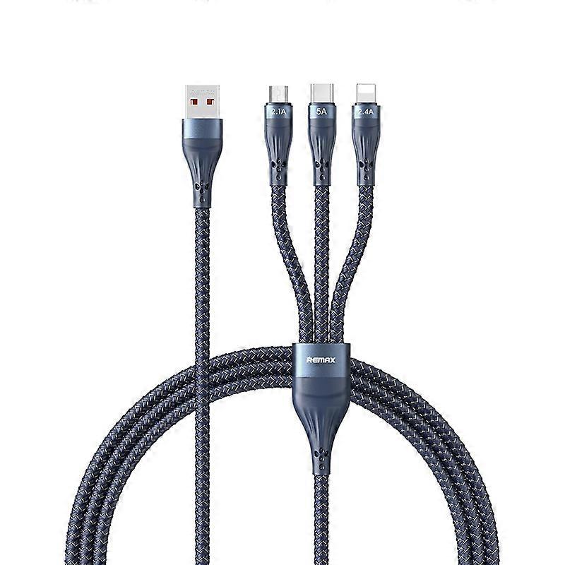 REMAX RC-199th Whirly Series 5A USB to USB-C / Type-C + 8 Pin + Micro USB Fast Charging Data Cable, Cable Length: 1.2m