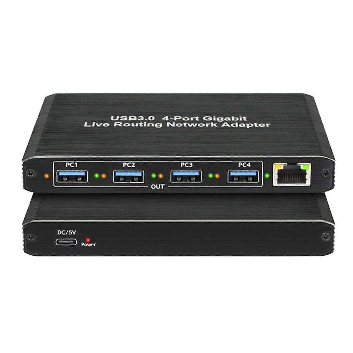 USB3.0 Gigabit-Netzwerkadapter Plug-and-Play-treiberfreier 4-Port-Gigabit-RJ45 für Computer, Live-Streaming-Geräte