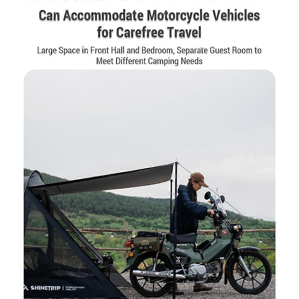 Motorcycle Camping Tunnel Tent 2 Room Tents for Camping Waterproof and UV Protection Made from 150D