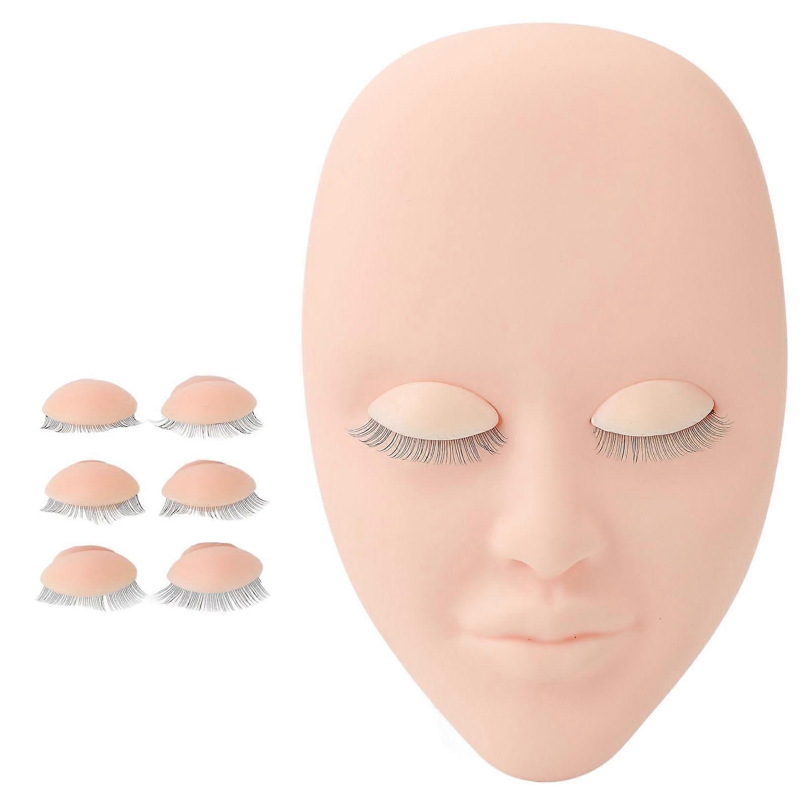 Lash Mannequin Eyelash Extension Practice Doll Head with 3 Pairs Replaceable Eyelid Single Layer Lashes