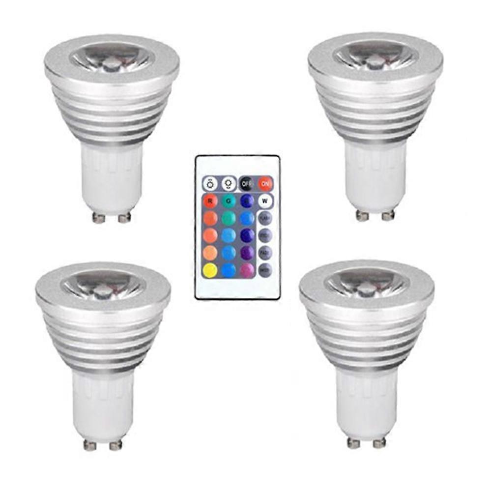 4pcs GU10 Bulbs and 1remote Control with Memory Function 4dynamic Lighting Modes Spotlight 17colors 