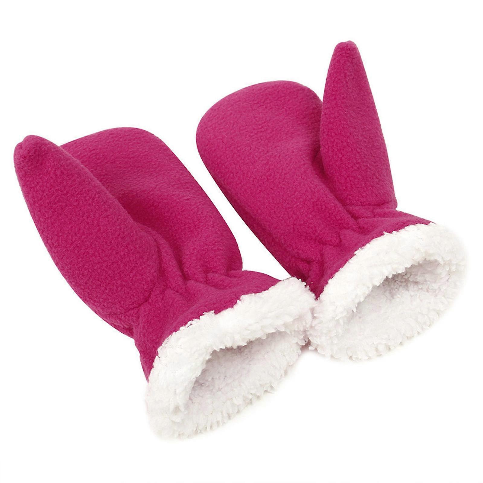 כפפות בצבע אחיד לפעוטות כפפות בגודל רב כפפות צמר חורף עמידות לרוח עבות חמות רכות ללבוש ידיים לשמור על חום יין אדום S