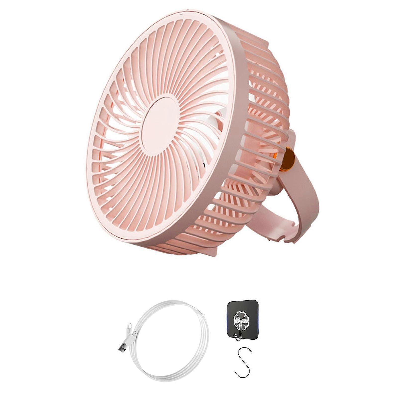 Camping Fan Hanging Tent Fan with Hanging Handle Hook USB Powered Tent Fan Portable Fan Outdoor for Tent Car RV  Pink