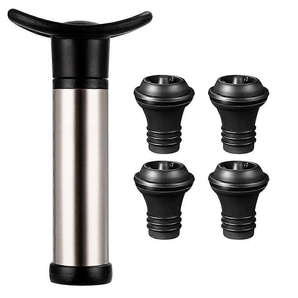 Vacuum Stopper 4-Pack, Durable Reusable Wine Preservation Pump And Stopper Set, Extends Freshness