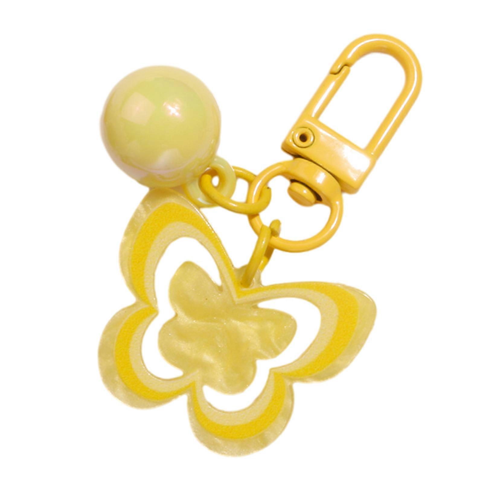 Porte-clés pendentif papillon en acrylique coloré, porte-clés de voiture, bijoux tendance pour femmes, pendentif de sac, accessoire jaune