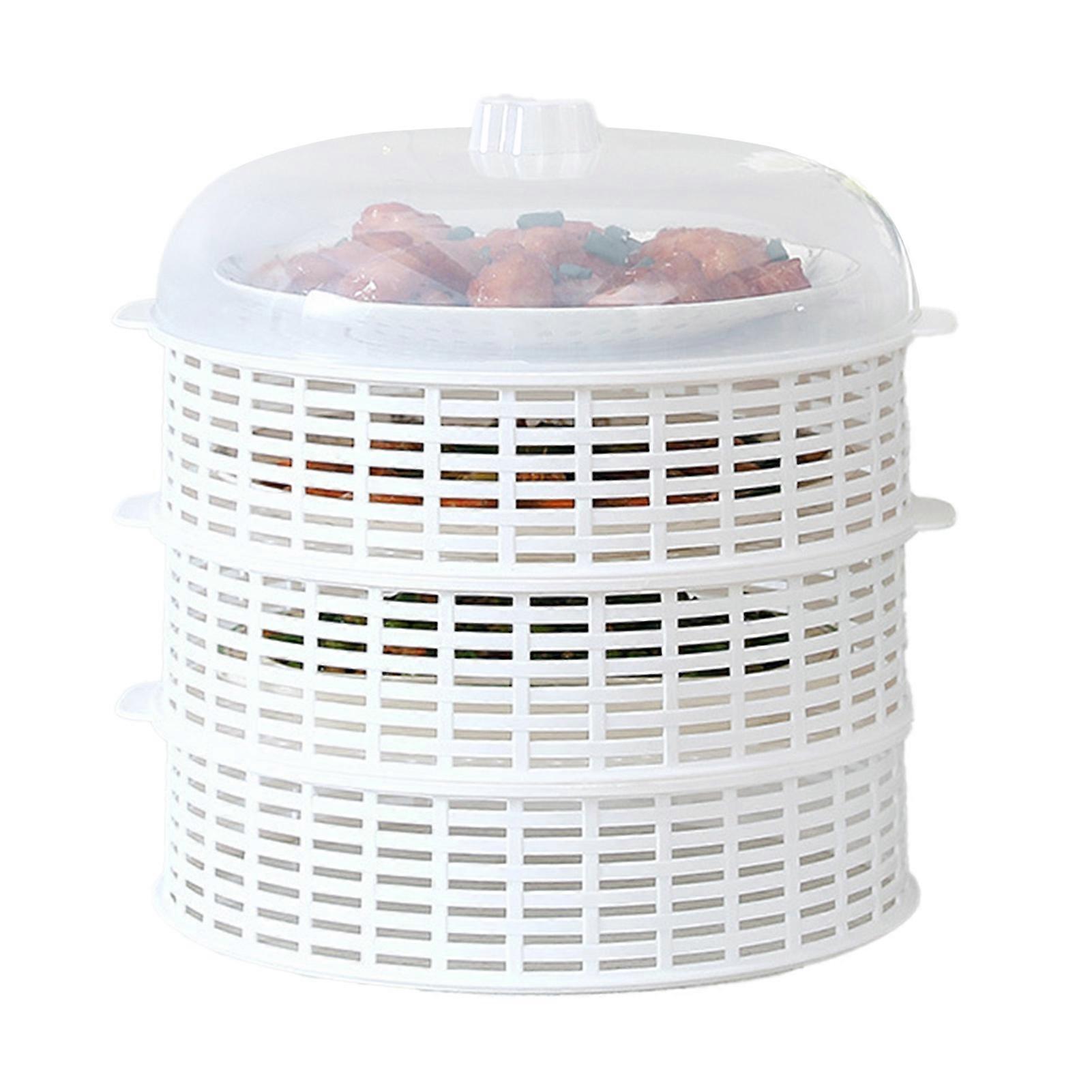 Multi Layer Vegetable Cover 4 Layers Breathable Food Cover for Home, Dustproof Fly Preventing Stackable Food Drain Basket