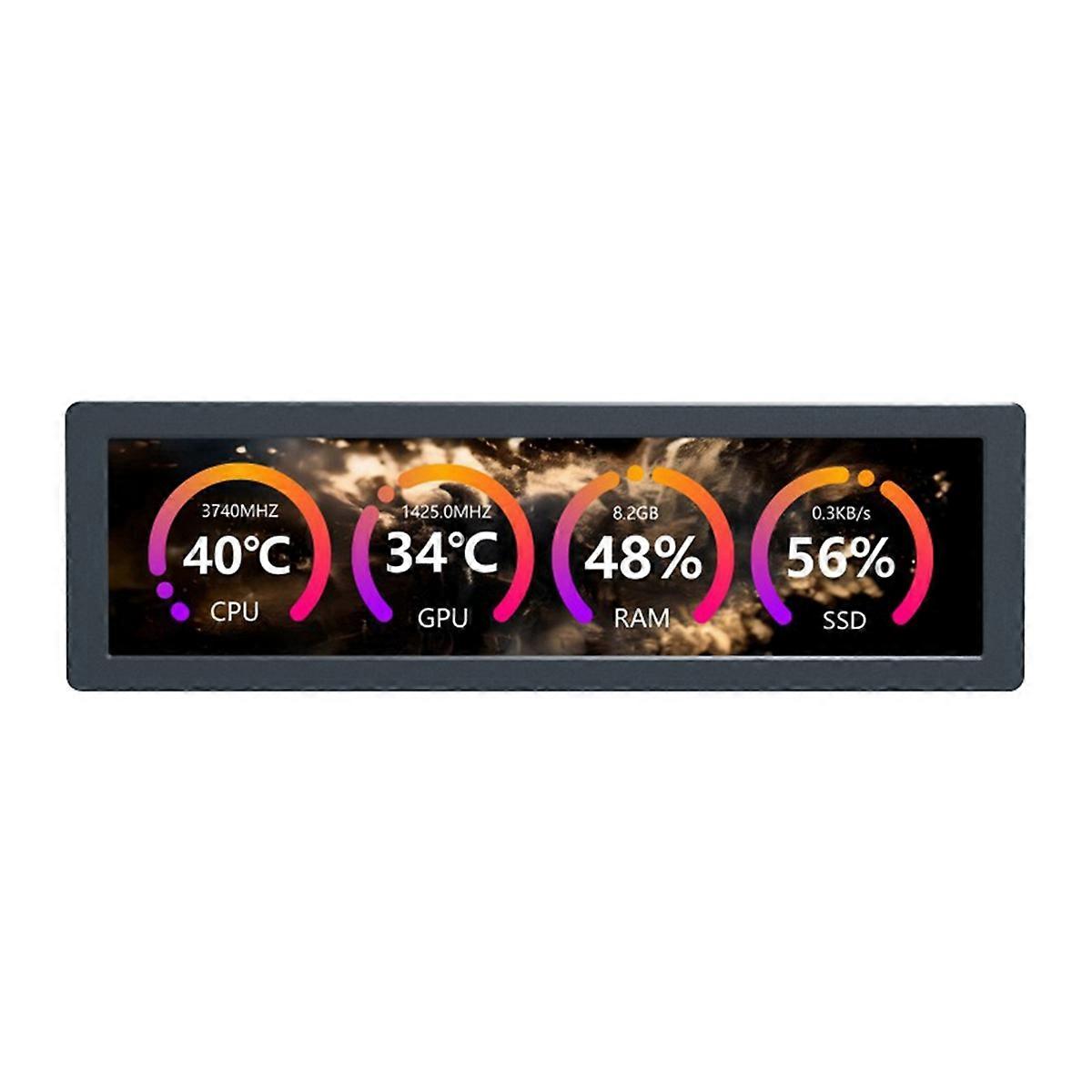 8.8 Inch USB Monitor 1920x480 PC Case Secondary Screen , Space Gray