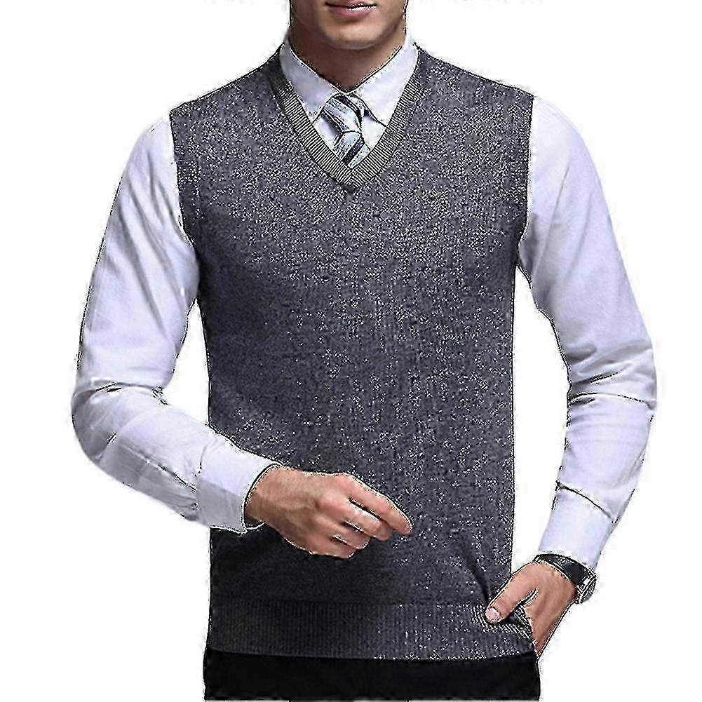 Men's Classic V Neck Knitted Sweater Vest Solid Color