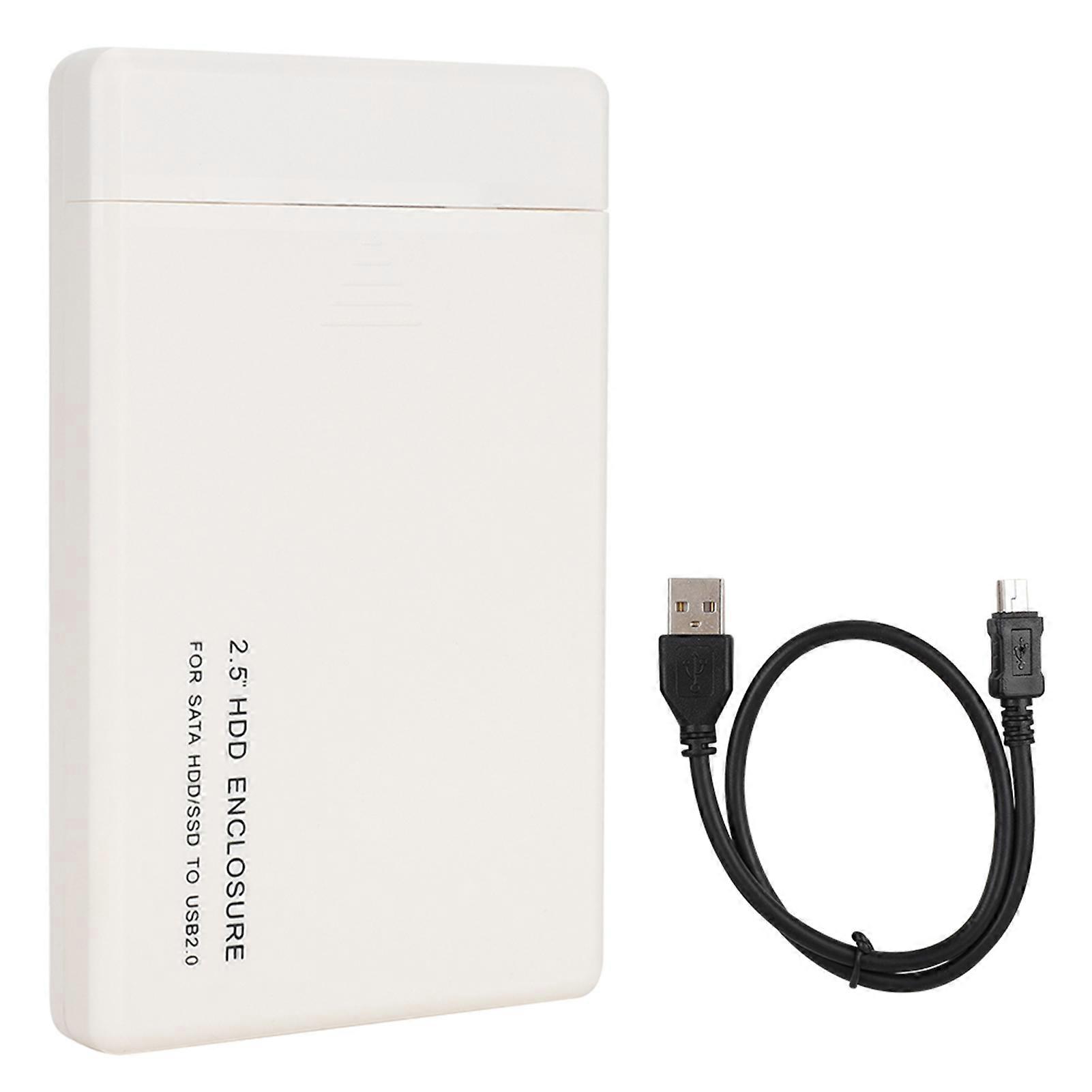 W25a820 2.5inch USB2.0 SATA Mobile Hard Disk Box Case External HDD Enclosure(White)