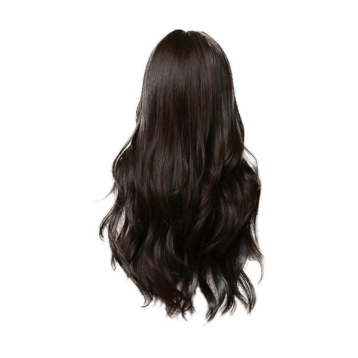 Long Brown Wigs with Bangs Wave Synthetic Wigs for Women