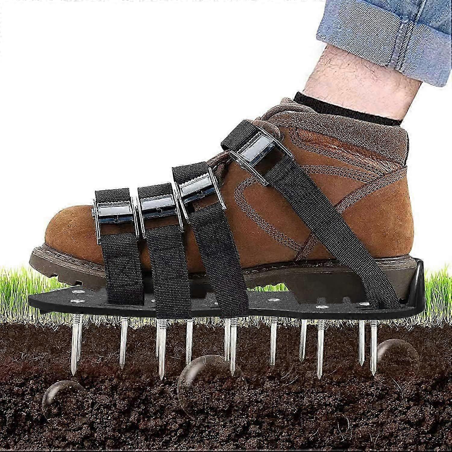 Aeratore per prato, aeratore per prato con 8 cinghie, arieggiatore per aerare il prato, scarpe per unghie per allentare il terreno buono per prato e cortile