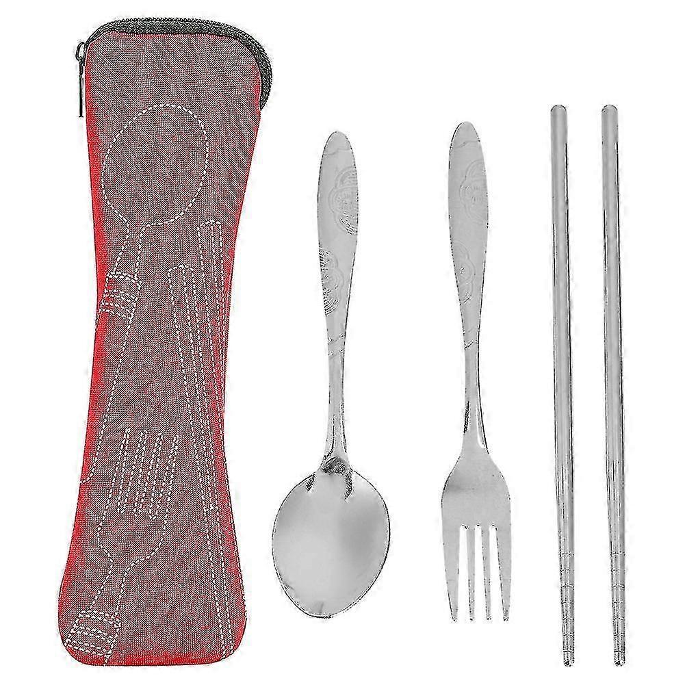 Portable Stainless Steel Camping Tableware Set with Spoon Fork and Chopsticks