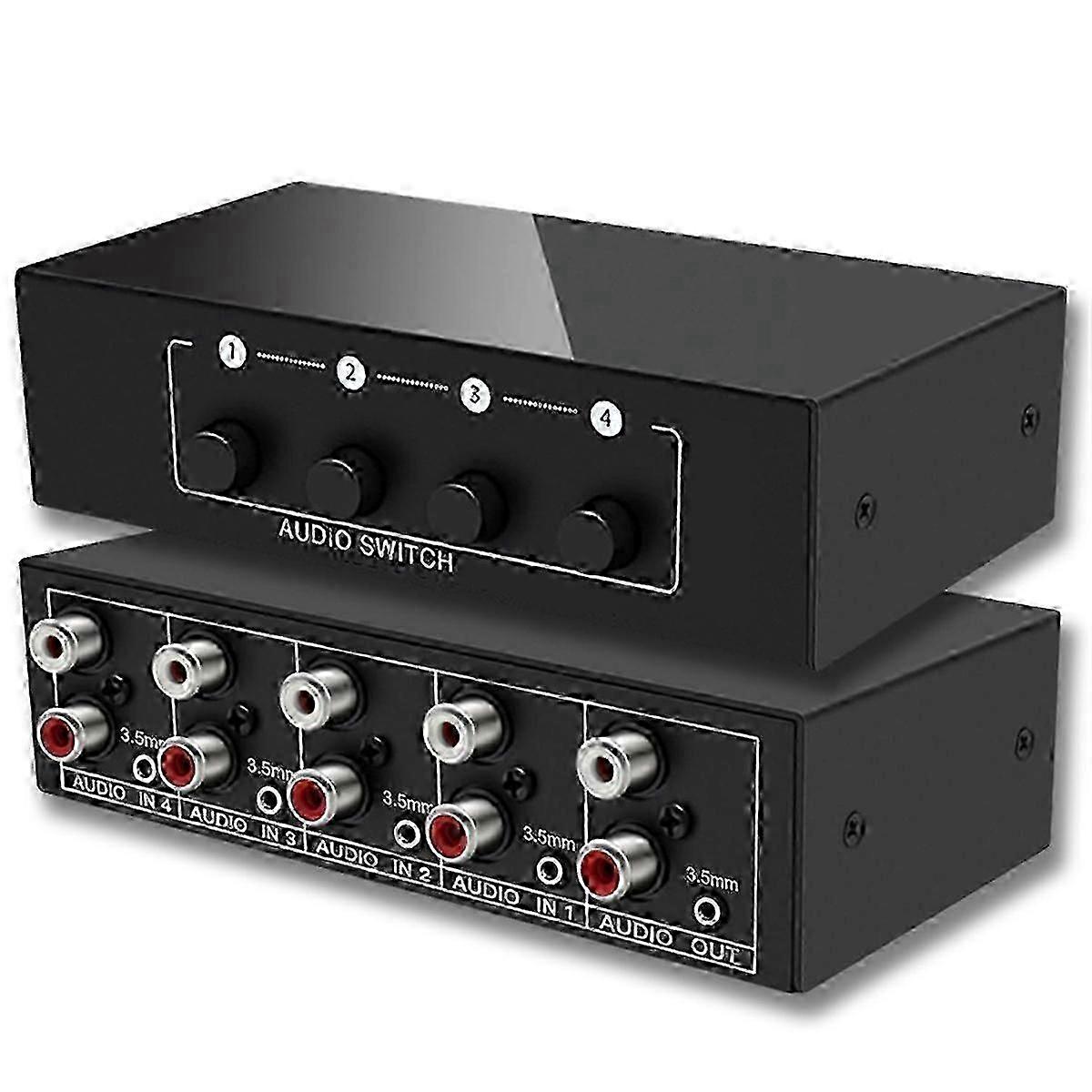 3.5mm Aux + L/R Bi-Directional Stereo Audio Switch 4 in 1 Out A/B Analog Audio Switcher Selector
