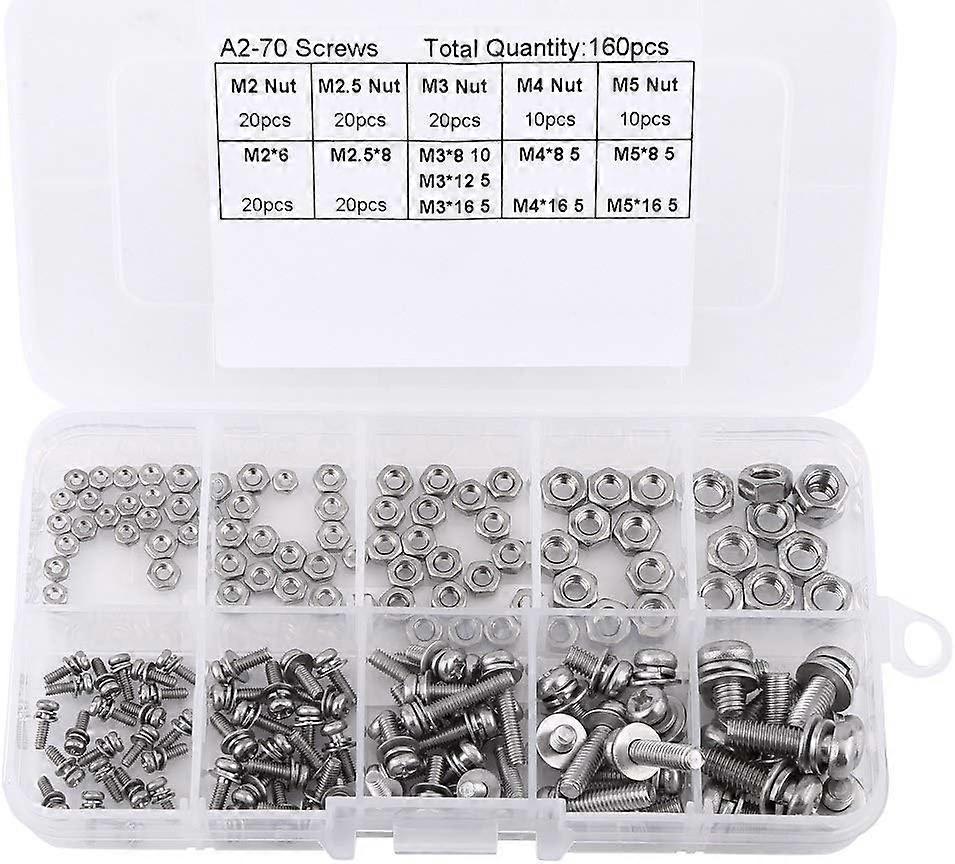Stainless Steel Assortment Kit, Pan Head Machine Screws, Hex Nuts, Flat Washers