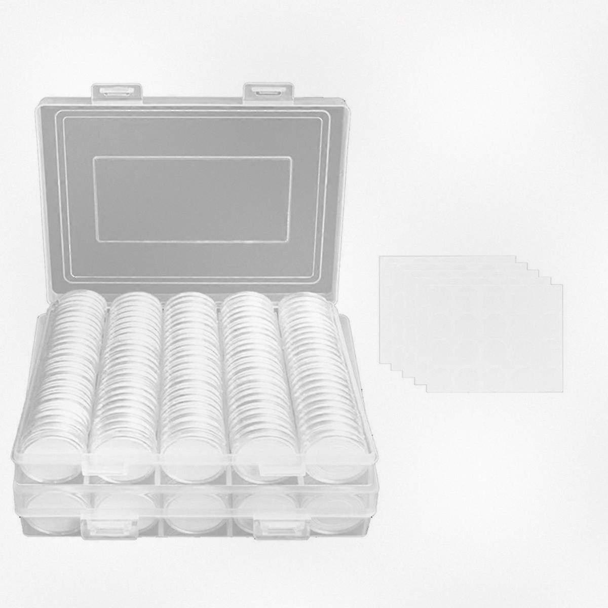 240 Pieces 30mm Round Plastic Coin Storage Containers for Collectibles, Includes Foam Padding and 5 Different Sizes (17/20/25/27/30mm) Protective Case