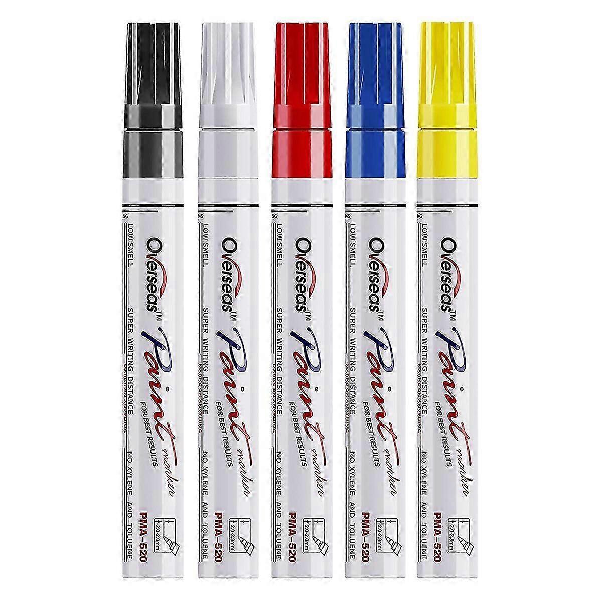 suitable for Paint Marker Pens - 5 Colors Permanent Oil Based Paint Markers, Medium Tip, Quick Dry and Waterproof Marker-FO SHAN RAN WANG