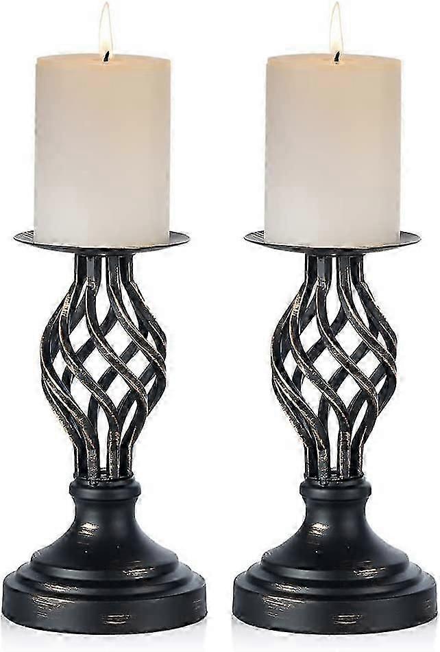 Portacandele Nero 2 Pezzi (28cm)
