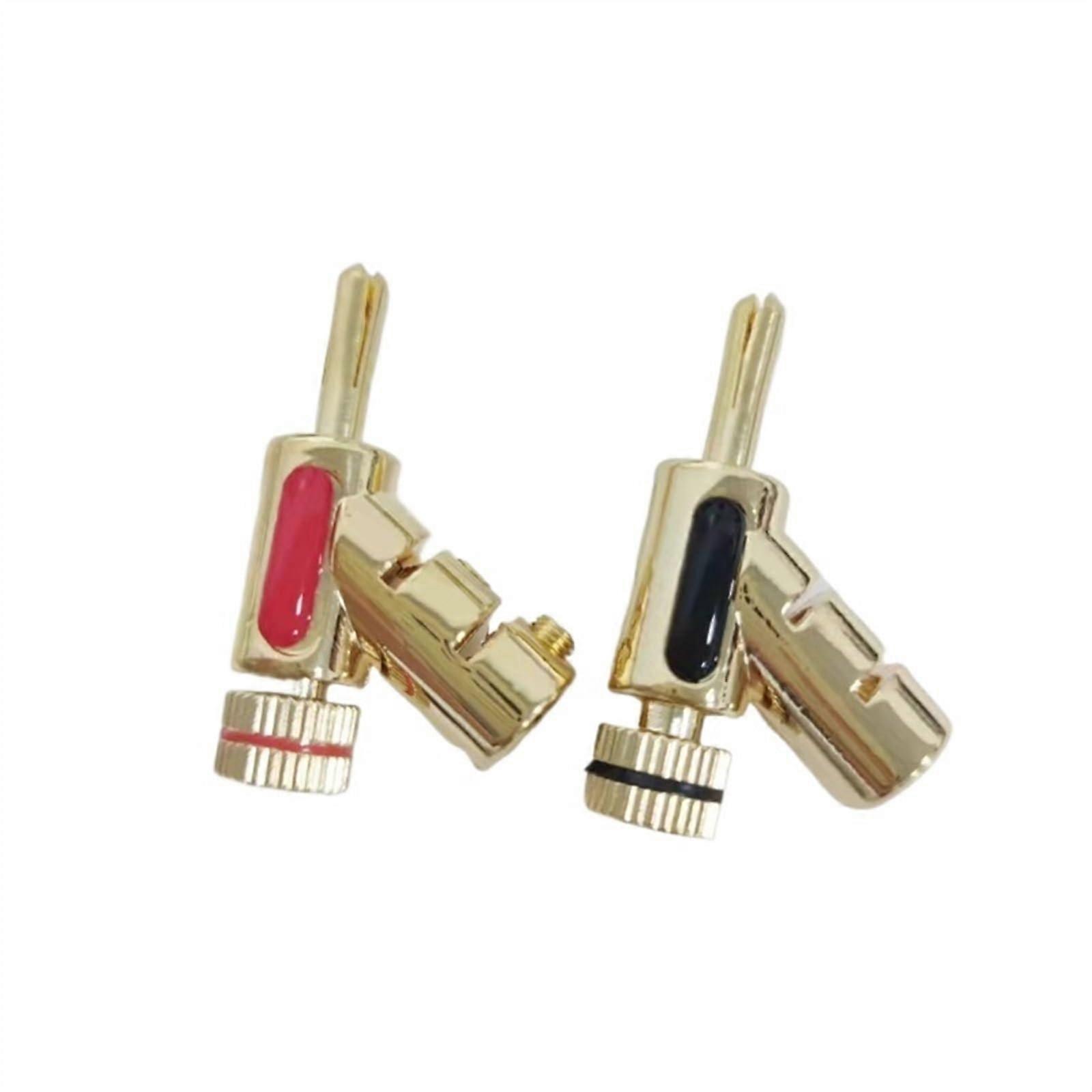 4PCS Gold Plated Gun Type Speaker Cable Plug Locking Banana Plug Connector Jack Audio Adapter