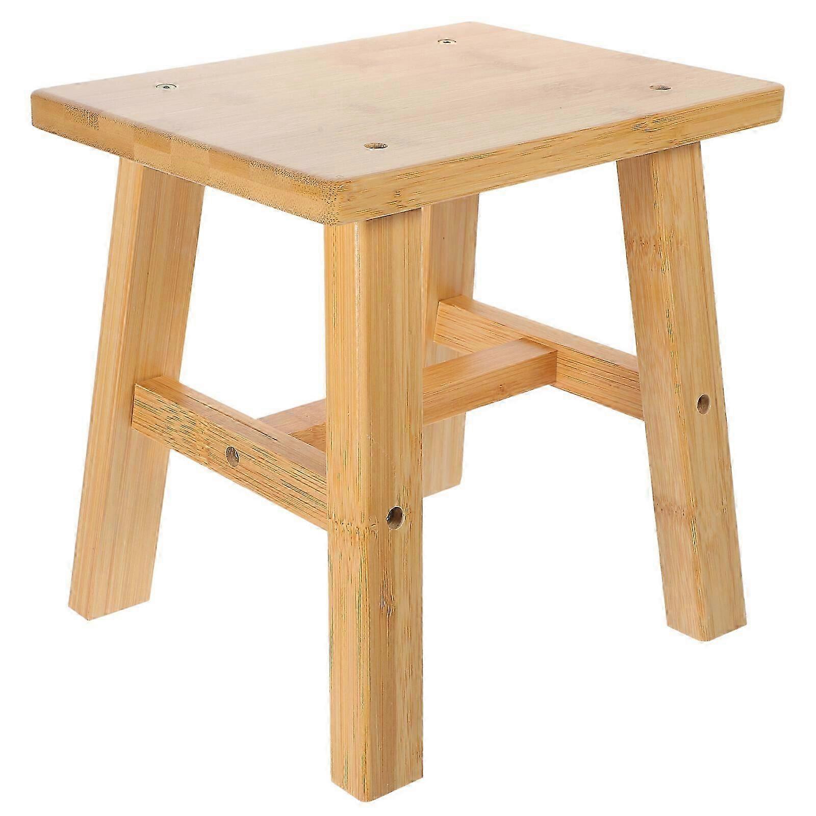 Comfortable Low Stool Small Low Stool Bathroom Anti-slip Stool Bamboo Stool