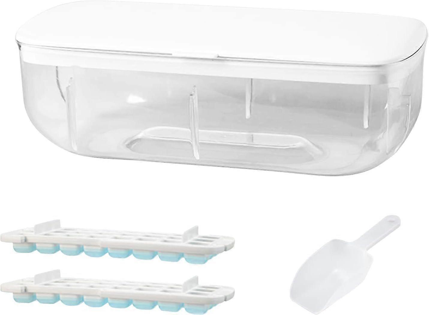 Silicone Ice Cube Trays with Lid and Bin - Holds 48 Ice Cubes Easy Release BPA Free (Pack)