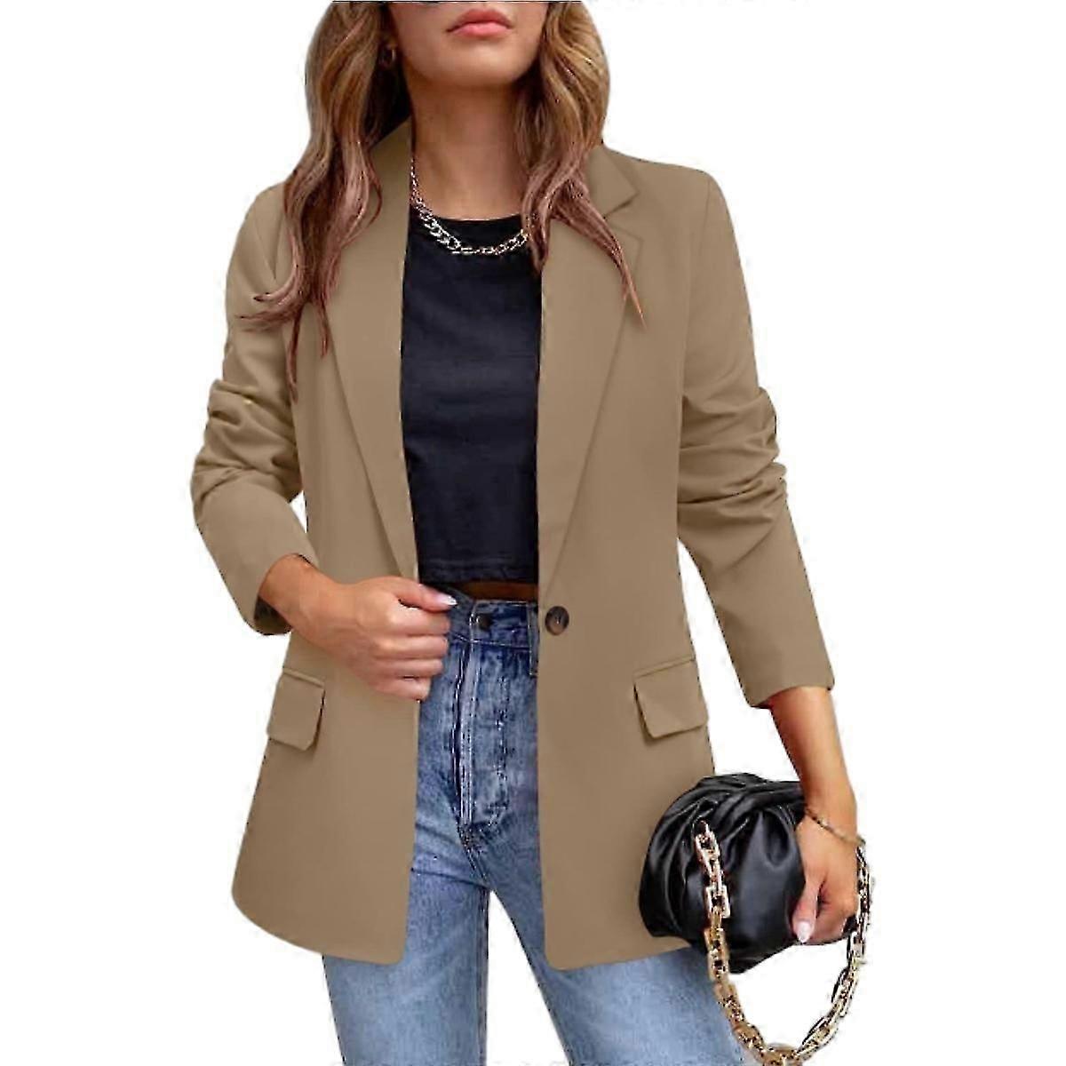 Bussiness Casual Blazers For Women Long Sleeve Button Open Front Blazer Jacket