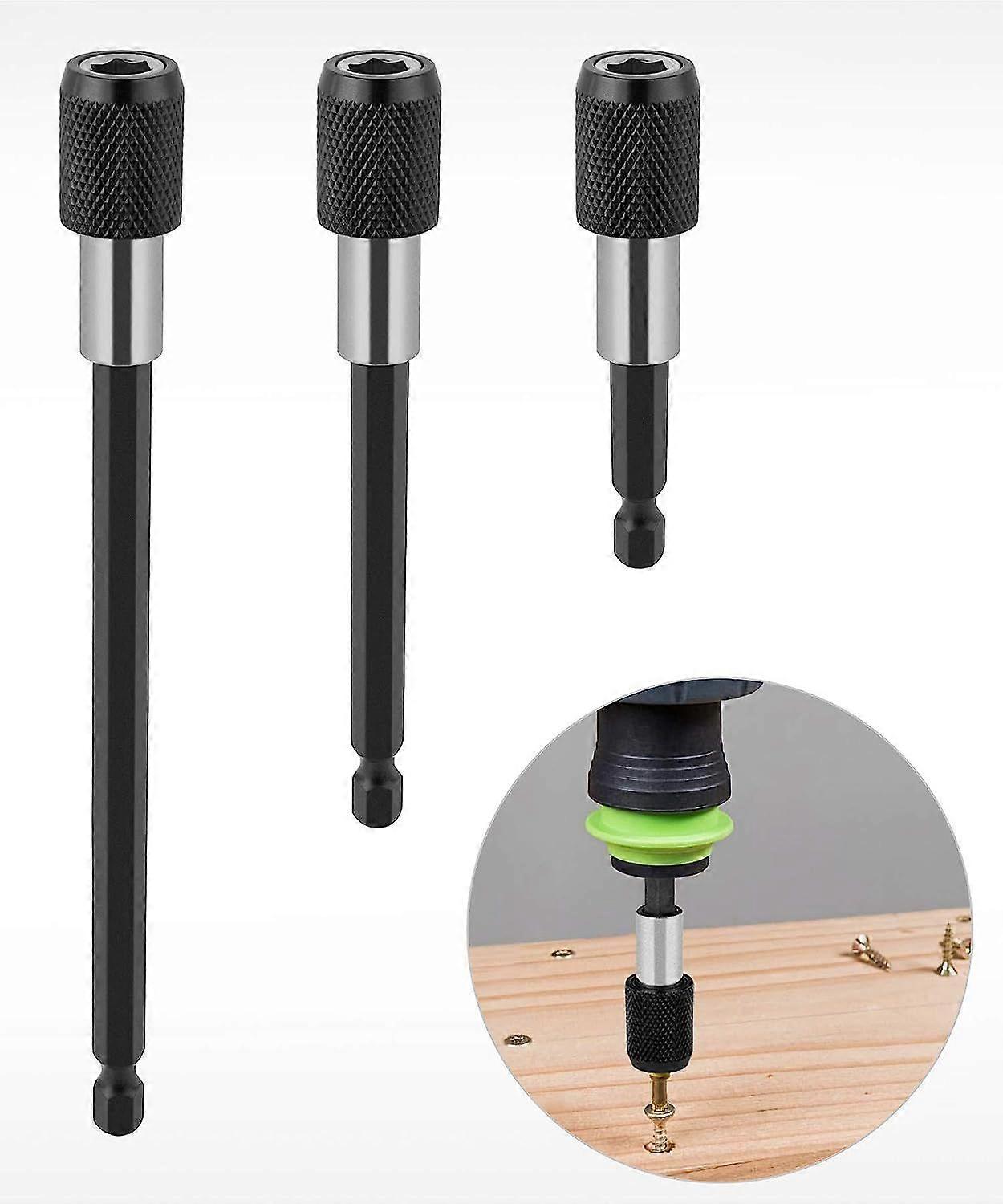3pcs Magnetic Extension Rod, Electric Drill Screwdriver Bit, 1/4 Hex Drill Bit Quick Release Bar Socket Screwdriver Bit Holder, 60/100/150mm