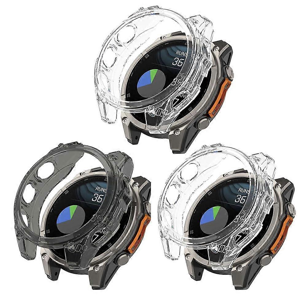 Garmin Fenix 8 Screen Protector Case 43 mm - 3 Pack Flexible TPU Scratch-Resistant Cover Transparent Black