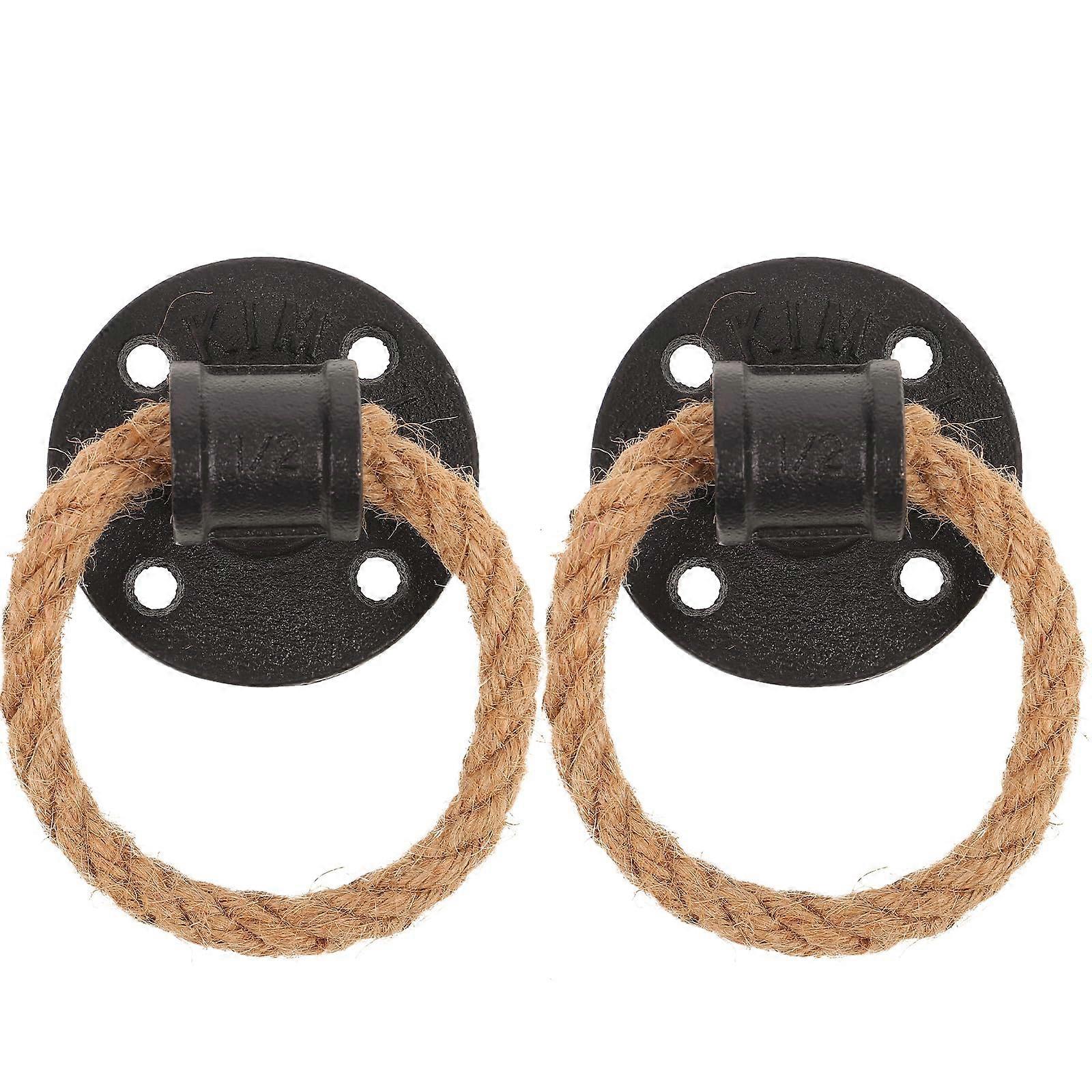 Drawer Pull Handle Vintage Hemp Rope Barn Door Handle Cupboard Cabinet Drawer Pull Ring 2pcs