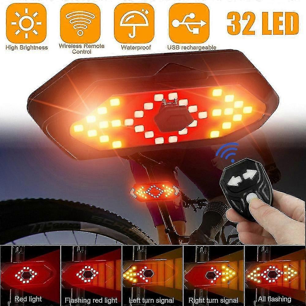 Bicycle Turn Signal Rechargeable Bicycle Rear Light Intelligent Wireless Remote Control