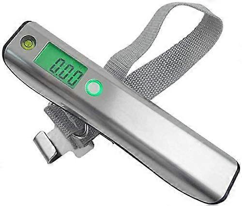 Digital Scale Stainless Steel Electronic Luggage Scale 50kg with Ruler Portable Hanging Scale Silver Black