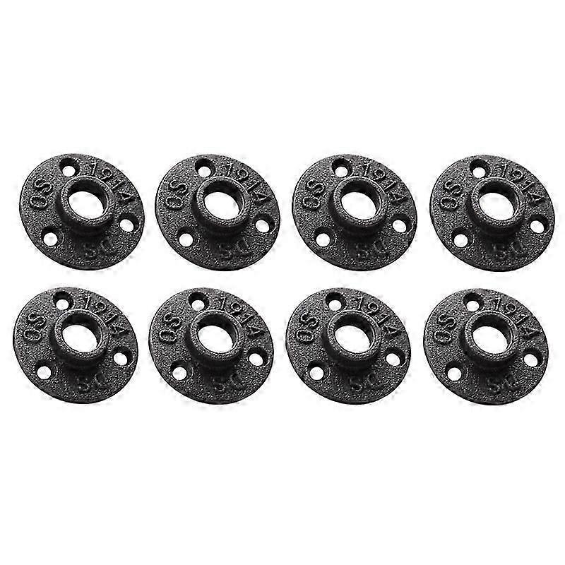 Bride de tuyau en fonte malléable 1/2 pouce, raccords filetés noirs 1/2 pouce, 8 pièces