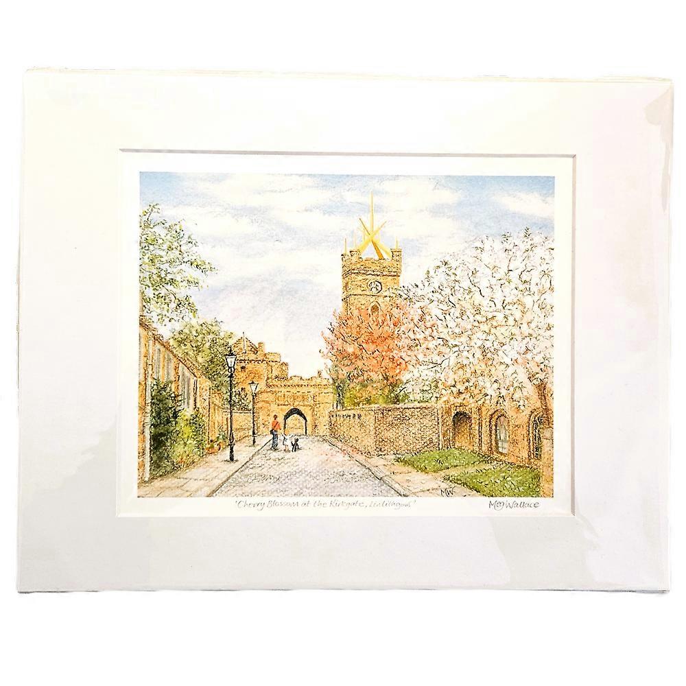 Cherry Blossom at the Kirkgate, Linlithgow Signed Print (14"x11") by Meg Wallace Art