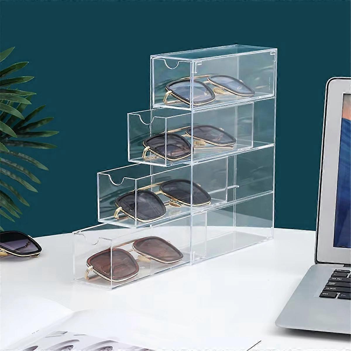Glasses Storage Box 4 Layers Large Glasses Organizer Box