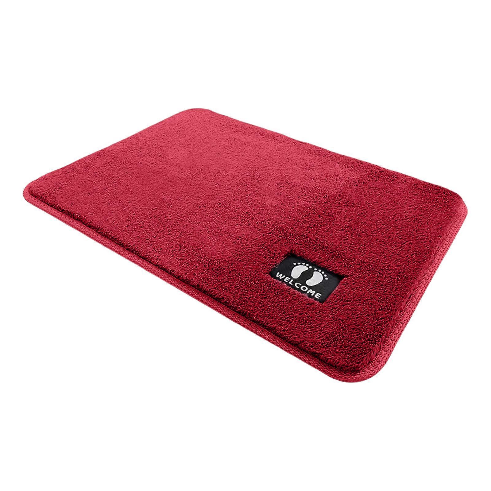 50x80cm Plushes Bath Mats NonSlip Absorbent Carpet for Bathroom Shower Tub Machine Washable Soft Rugs  Red 50cmx80cm