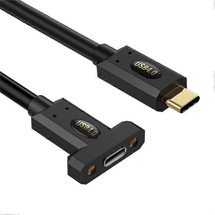 0.6m USB 4.0 Type-C Male to Female Extension Cable with Panel Mount 240W 8K 40Gbps Data Extender Cord