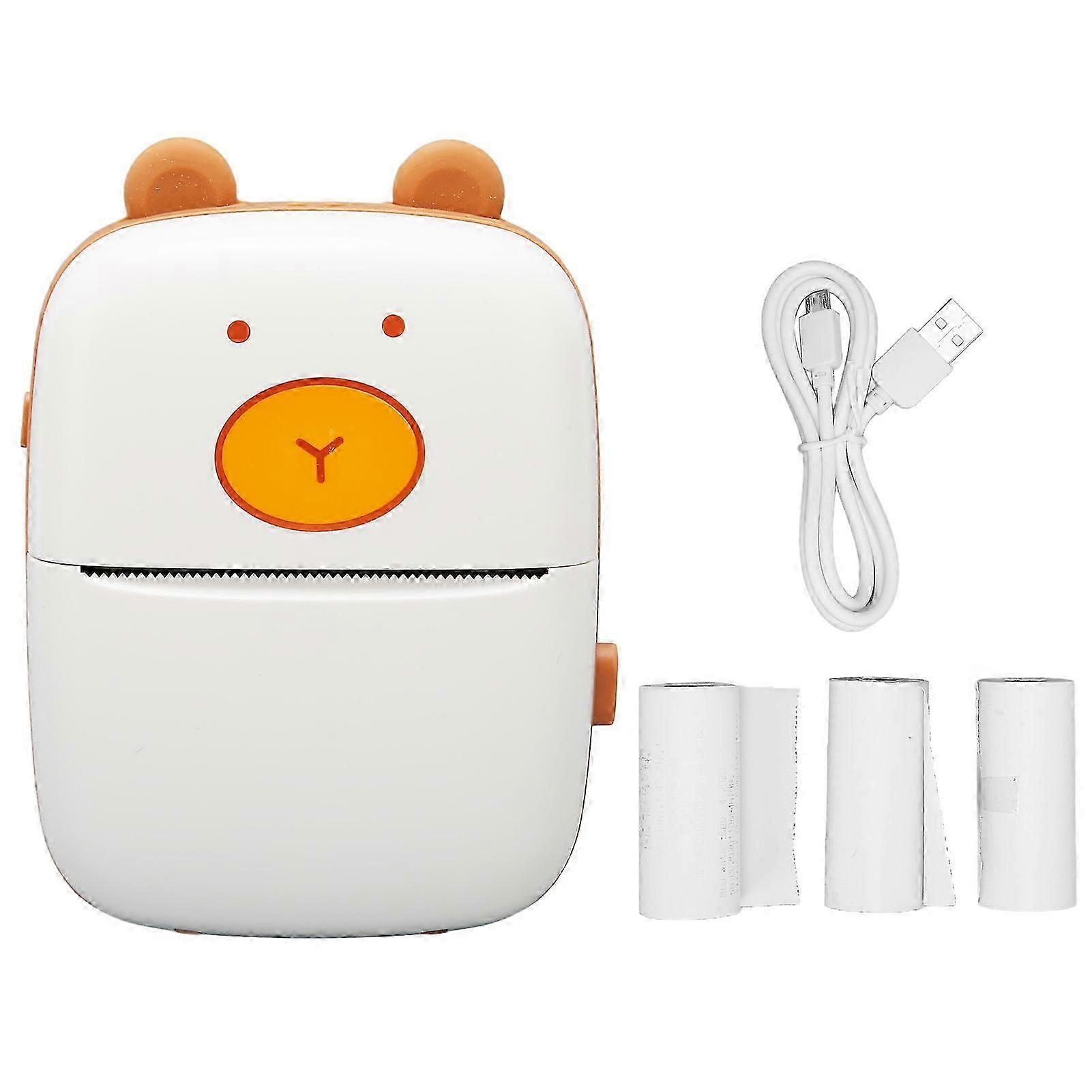 Thermal Printer Rechargeable 203DPI Mini Thermal Printer with 3 Roll Print Paper for Notes Office