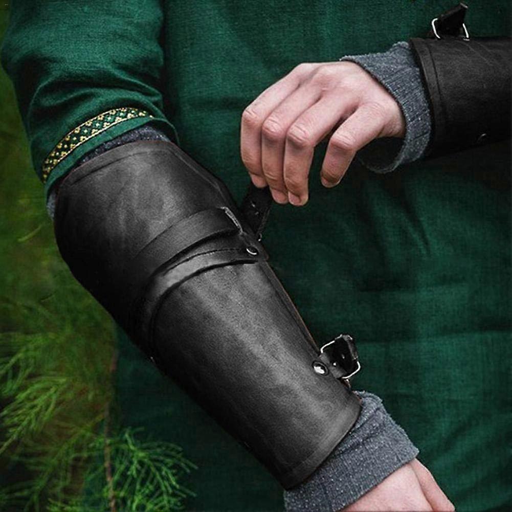 1 Pair of Medieval Retro Bracers Medieval Leather for Men and Women, Suitable for Sports, Outdoors, Black Ref: 8503