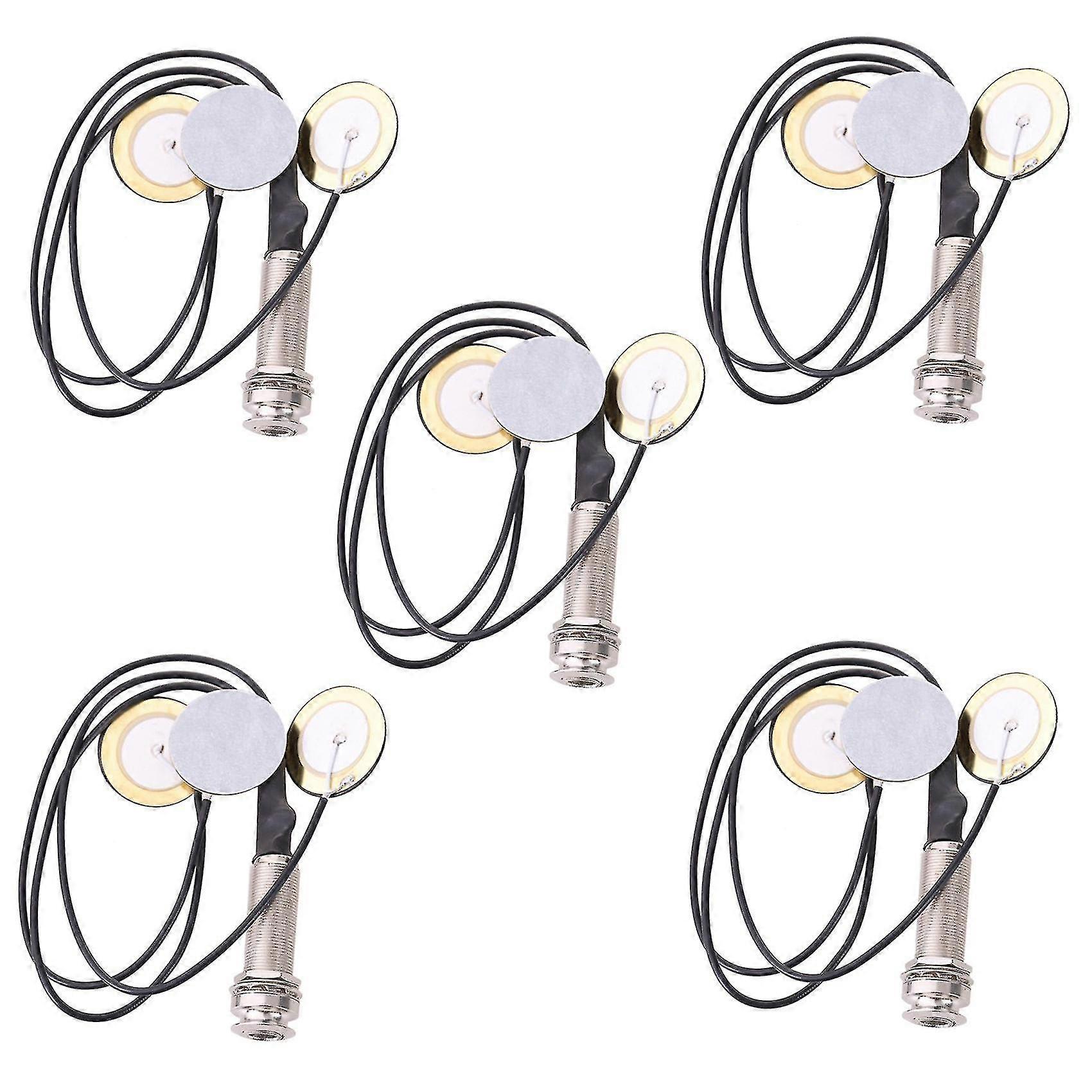 5-Pack Piezo Contact Microphone Pickups with 3 Transducers & End Pin Jack for Kalimba