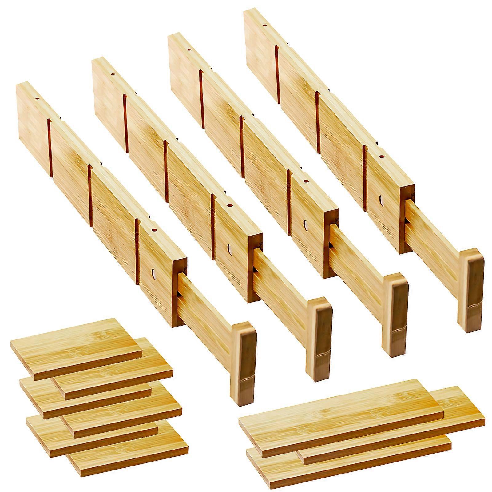 Bamboo Drawer Dividers with Inserts for Clothes Kitchen Adjustable Drawer Dividers Organizers Expandable Utensils Organization for Home Office Dorm D
