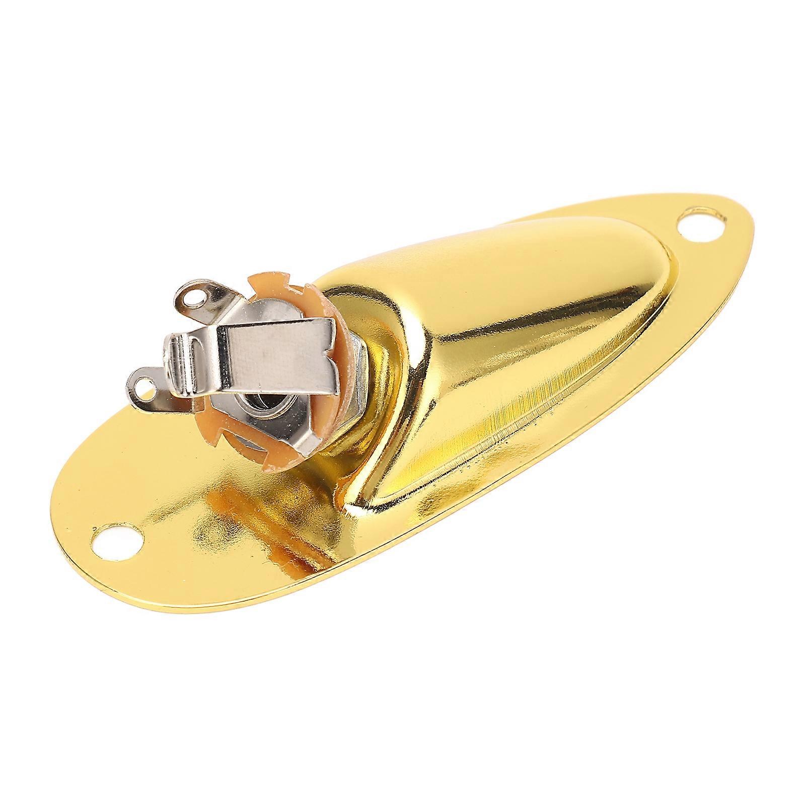 Guitar Input Jack Boat Style 6.35mm Metal Electric Guitar Input Output Socket with 2 String Fixators GT49 Gold 
