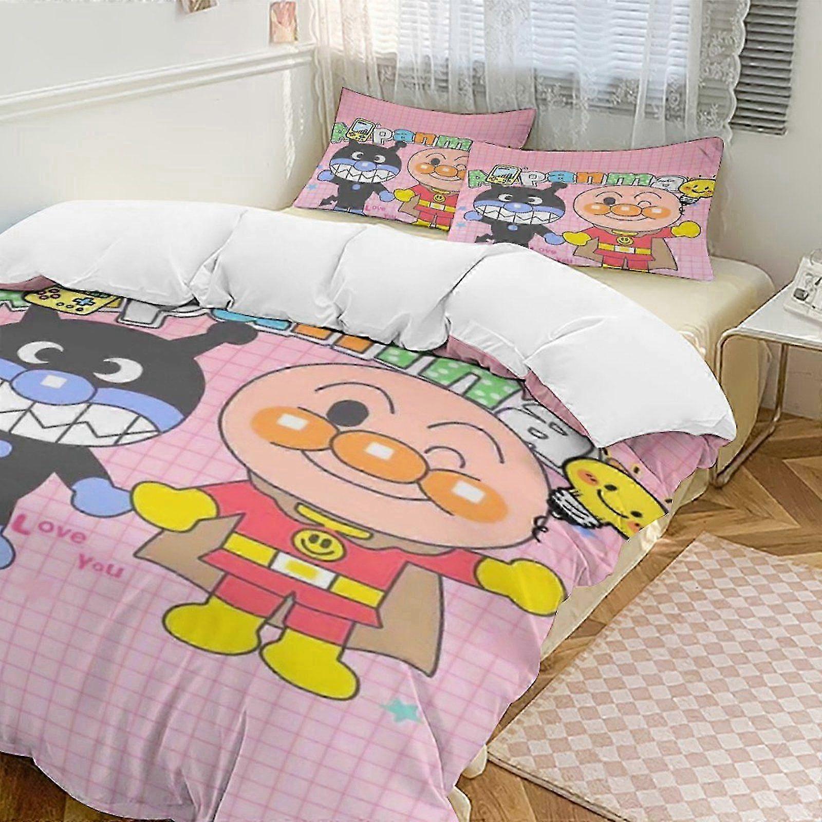 Conjunto de cama de 3 peças para crianças e adultos com design de desenho animado, inclui 1 capa de colcha e 2 fronhas, ótimo presente de feriado para meninos e 