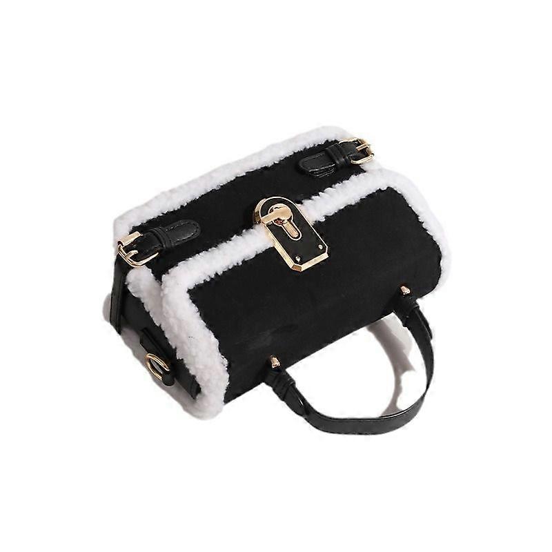 Small Square Plush Messenger Bag Black