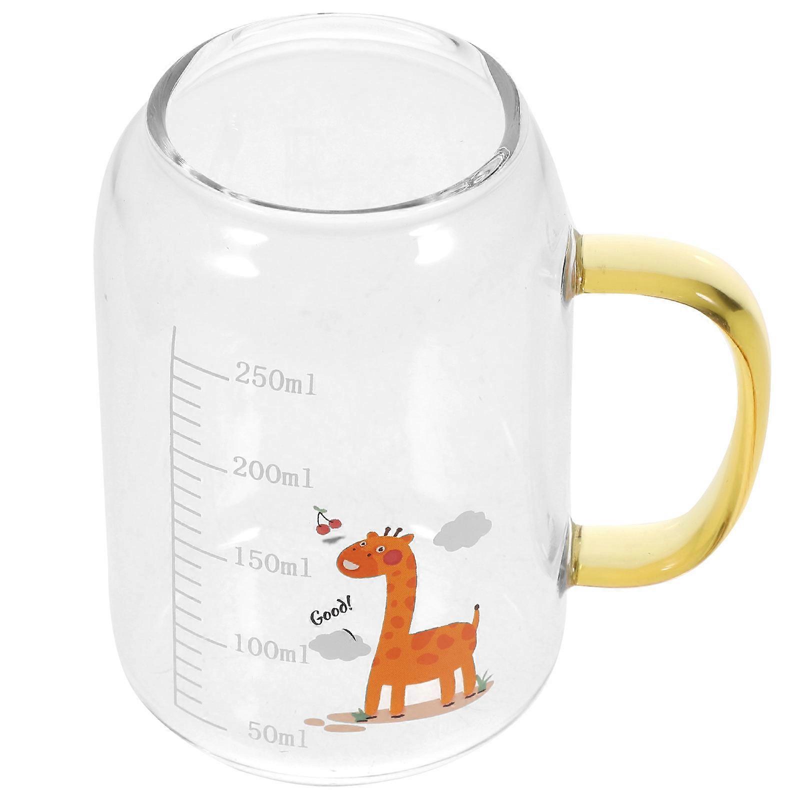 Heatproof Borosilicate Glass Cup with Yellow Handle for Measuring Milk and Water – Ideal for Home and School Use