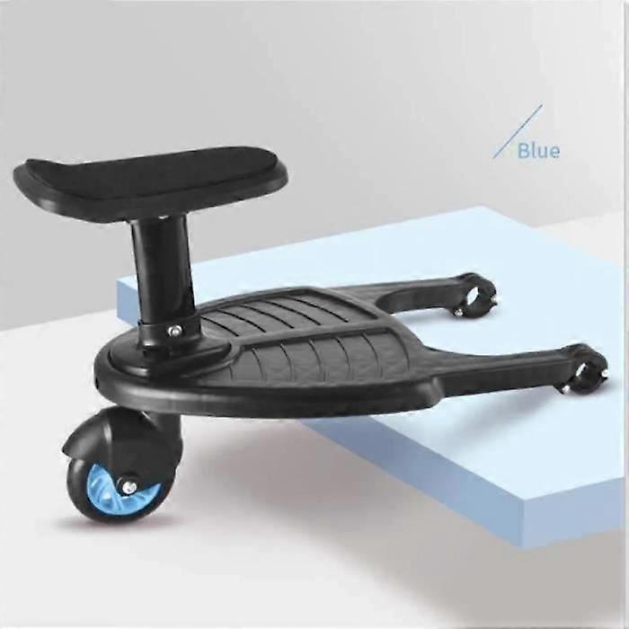 Universal Stroller Footboard, Mini Buggy Board 360 Wheel Foldable Pedal Stroller Board (Blue)